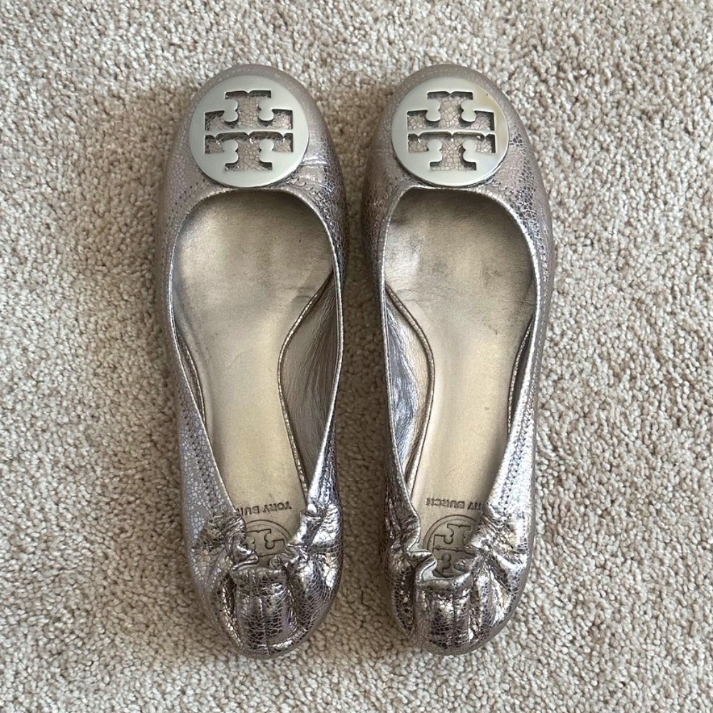 Tory Burch spring pewter metallic ballet flats 9